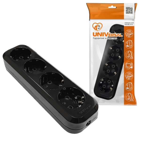 Колодка UNIVersal (1401) 4 места З/К черная