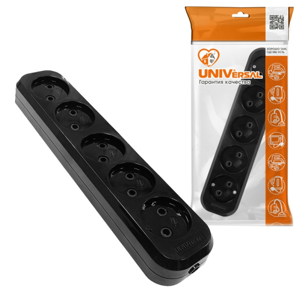 Колодка UNIVersal (2237) 5 мест черная