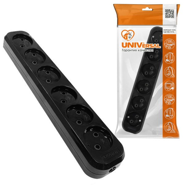 Колодка UNIVersal (2239) 6 мест черная