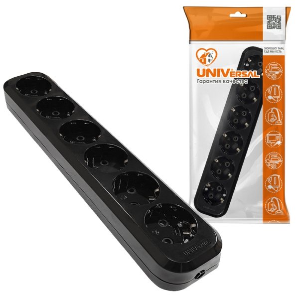 Колодка UNIVersal (2240) 6 мест З/К черная