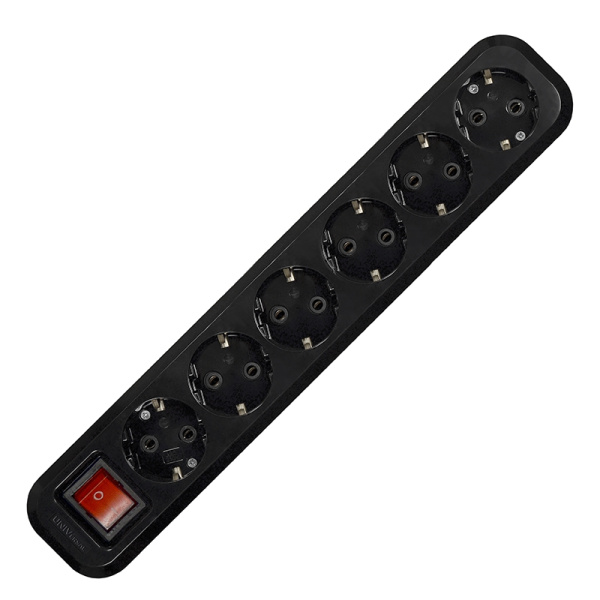 Колодка UNIVersal (2241) 6 мест З/К выкл. черная