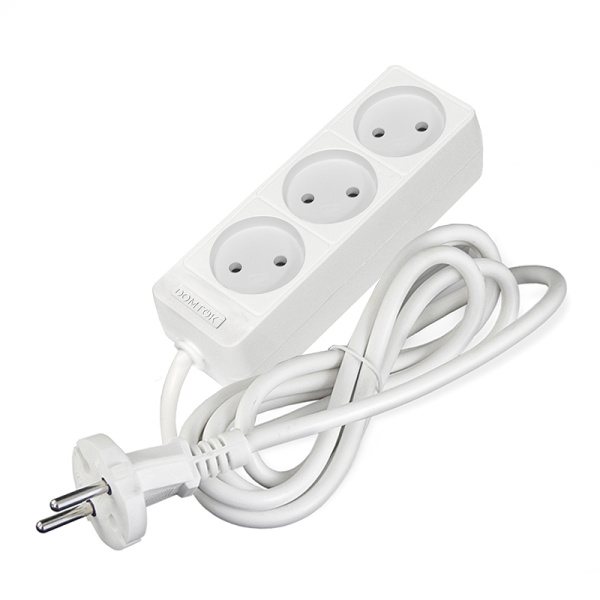 Удлинитель бытовой DOMTOK (2349) 3 места 1,5м 2200Вт ПВС 2*1