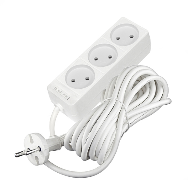 Удлинитель бытовой DOMTOK (2352) 3 места 5м 2200Вт ПВС 2*1