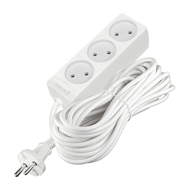 Удлинитель бытовой DOMTOK (2350) 3 места 10м 2200Вт ПВС 2*1