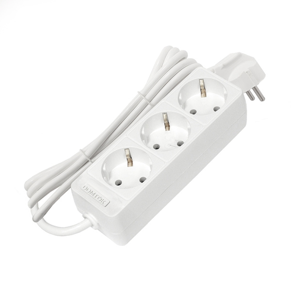 Удлинитель бытовой DOMTOK (2391) 3 места 3м 3500Вт З/К ПВС 3*1