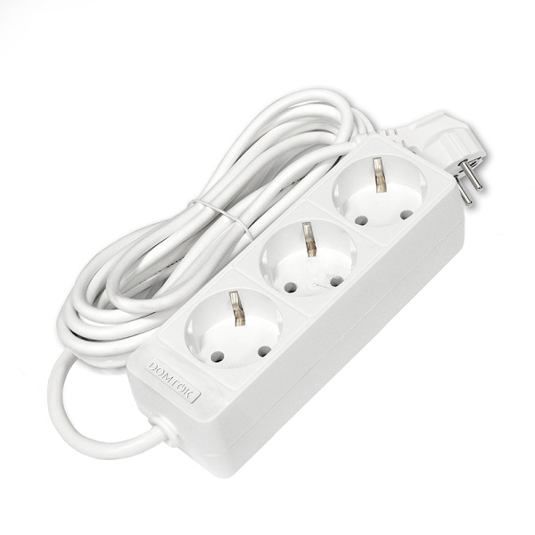 Удлинитель бытовой DOMTOK (2392) 3 места 5м 3500Вт З/К ПВС 3*1