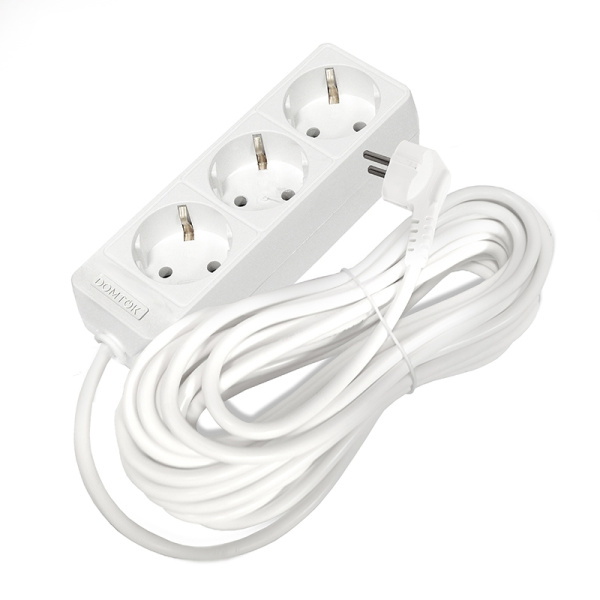 Удлинитель бытовой DOMTOK (2390) 3 места 10м 3500Вт З/К ПВС 3*1