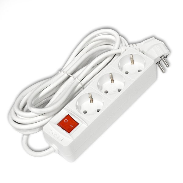 Удлинитель бытовой DOMTOK (2382) 3 места 5м 3500Вт З/К выкл. ПВС 3*1