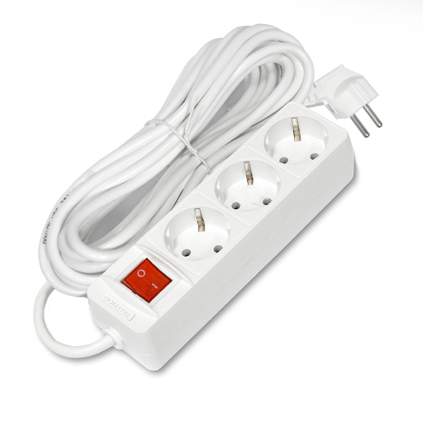 Удлинитель бытовой DOMTOK (2383) 3 места 7м 3500Вт З/К выкл. ПВС 3*1