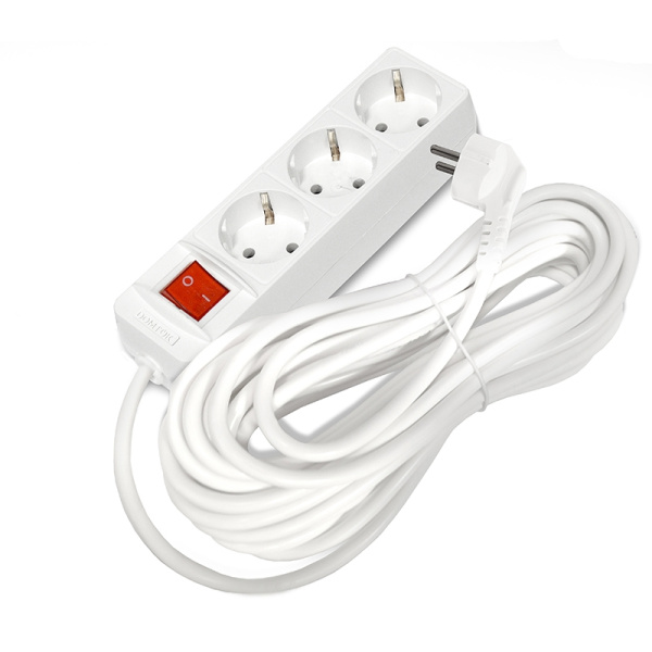 Удлинитель бытовой DOMTOK (2380) 3 места 10м 3500Вт З/К выкл. ПВС 3*1