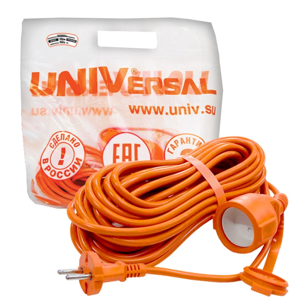 Удлинитель-шнур UNIVersal (9632777) 1 место 10м 10А 2200Вт IP54 ПВС 2*1 