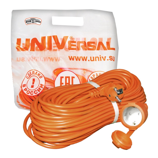 Удлинитель-шнур UNIVersal (9632808) 1 место 50м З/К 16А 3500Вт IP54 ПВС 3*1 