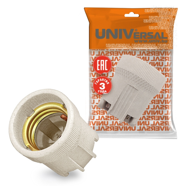 Патрон UNIVersal (7944297) Е27 керамический подвесной 4А 250В (инд. упаковка) 