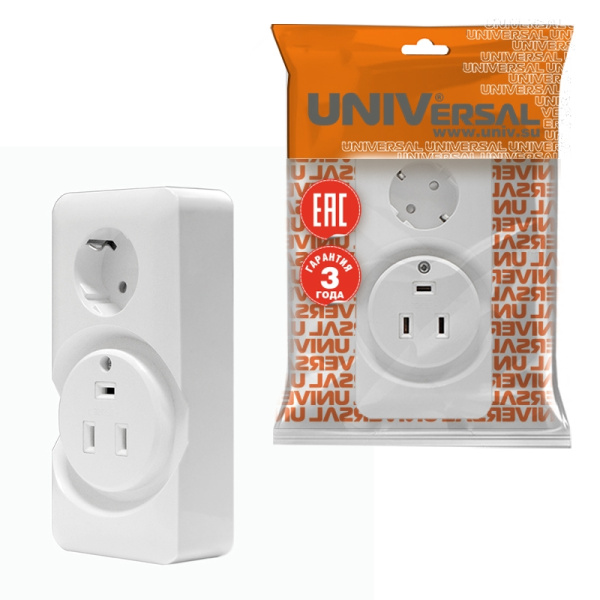 Розетка двойная для электроплит UNIVersal (5310) 32А/16А 250В белая (еврослот)