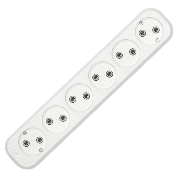 Колодка UNIVersal (Е-206) 6 мест белая