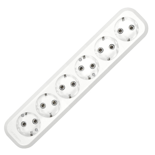 Колодка UNIVersal (Е-306) 6 мест З/К белая