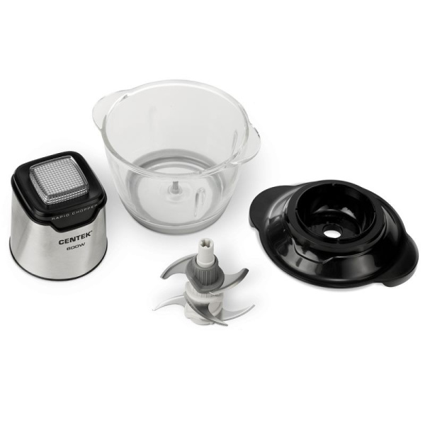 Измельчитель (чоппер) электрический Centek CT-1392 сталь 600 Вт, 6 лезвий, стеклянная чаша 1200 мл