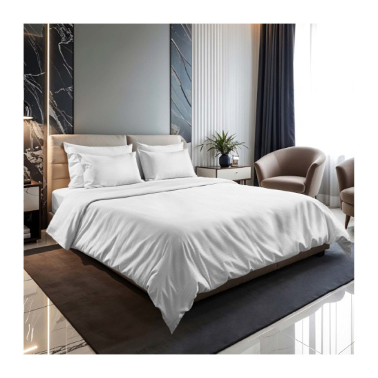 КПБ "Хорошо Дома" ЕВРО тк.полистрайп наволочки 70*70см цв."Альба" 00бел