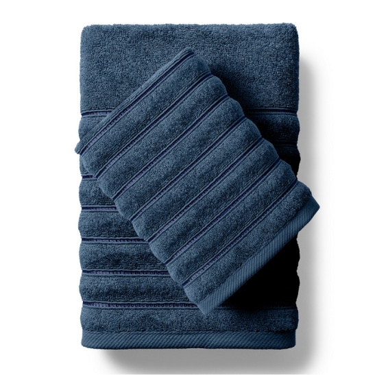 Полотенце махровое Хорошо дома МХ50 "Элегия" 50*90 см. цв.темно-лазурный/бордюр