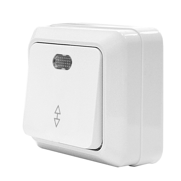 Выключатель "ОЛИМП" (О0125) 1КЛ проходной с подсветкой белый УНИВЕРСАЛ 