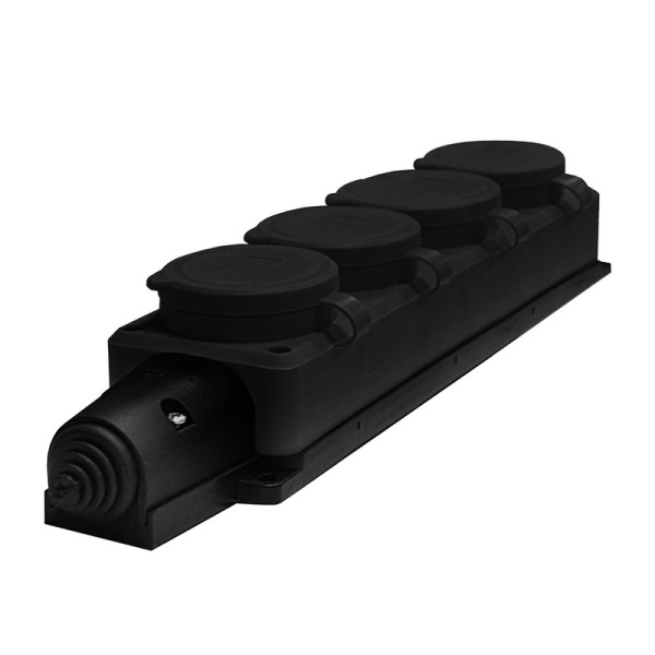 Колодка 4-местная с заглушками UNIVersal (602231) з/к каучук "Компакт" 16А 250В IP44 