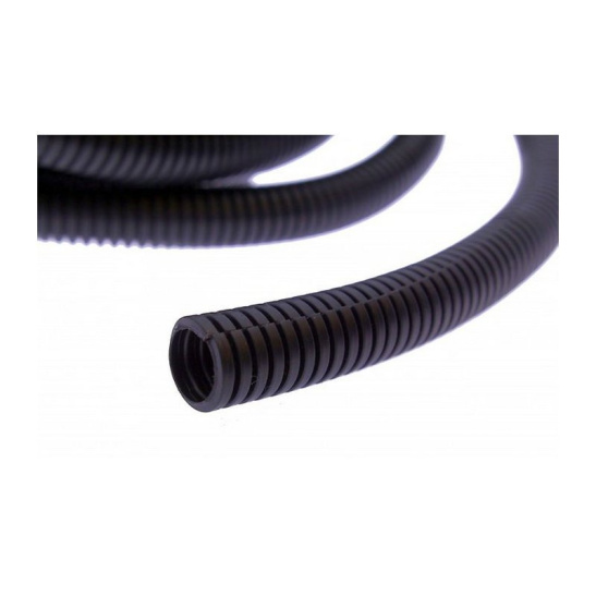 Трубка изоляционная "гофра" (внутр. 12,7 мм.) разрезная, черная, класс Е негорючая (4Р913-50) для автомобильной техники (бухта 5 метров)
