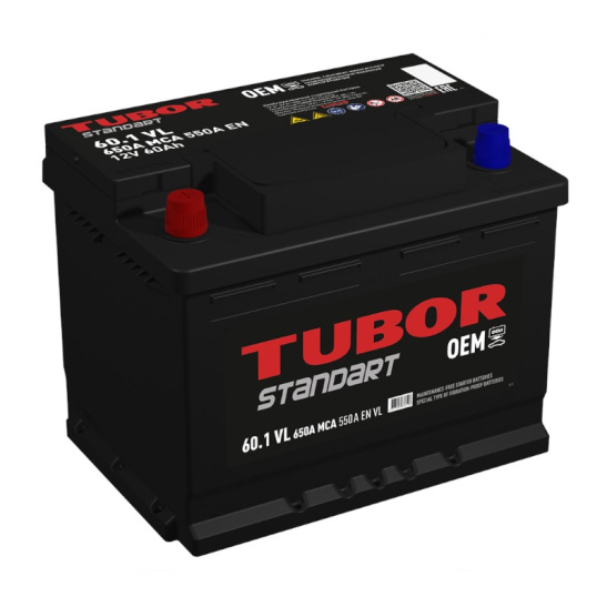 Аккумулятор 6СТ-60.1 VL "TUBOR Standart", зал. (Тубор) 