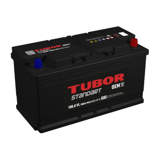Аккумулятор 6СТ-100.0 VL R+ "TUBOR Stsndart" зал. обр. поляр. (Тубор)