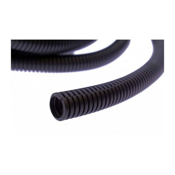 Трубка изоляционная "гофра" (внутр. 12,7 мм.) разрезная, черная, класс Е негорючая (4Р913-50) для автомобильной техники (бухта 5 метров)