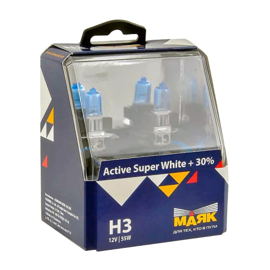 ЛАМПА Н3 (АКГ12-55) (72320ASW+30)  Active Super White +30%  ФАРНАЯ И ПРОТИВОТУМАННАЯ "МАЯК" 55 W  12В