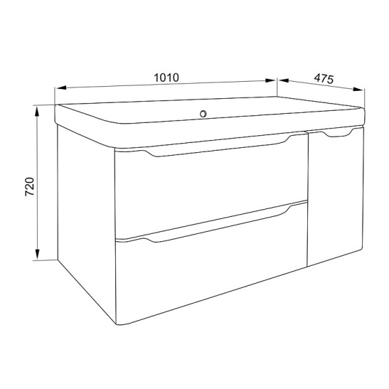 Комплект "ЛОТОС 100/2 подвесная (арт. CS00093902)" (тумба+умывальник Monte 100) 510x985x458 мм, эмаль, белый