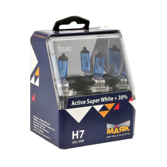 ЛАМПА Н7 (АКГ12-55) (72720ASW+30) Active Super White +30% ФАРНАЯ И ПРОТИВОТУМАННАЯ "МАЯК" 12В