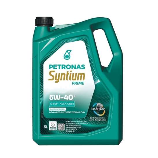 Масло моторное PETRONAS SYNTIUM PRIME E SAE 5W40, 5 л, API SP, синтетическое, (двиг. бензиновый), (71243M12EU), замена 70731M12EU
