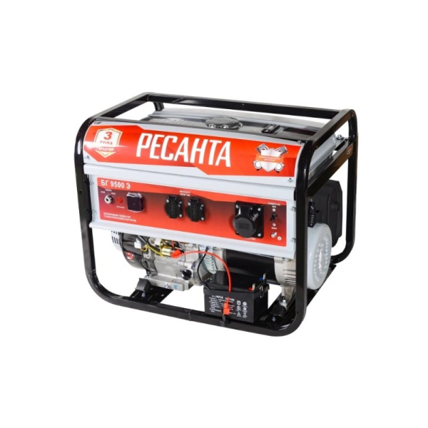 Генератор Ресанта БГ 9500 Э, 7 кВт, 220 В, Электрический пуск, бензин, 25 л