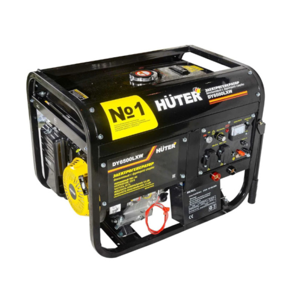 Генератор Huter DY6500LXW с функцией сварки, 5,5 кВт, 220 В, электрический пуск, бензин, 22 л, без АКБ