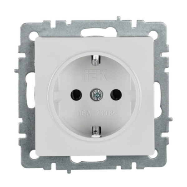 Розетка BRITE 1-я з/к 16А РС11-1-0-БрБ белый РФ (без рамки) IEK (BR-R11-16-K01) МАРКИРОВКА