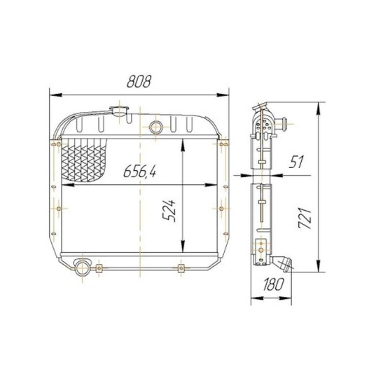 14.1301010-50 (130) РАДИАТОР ОХЛАЖДЕНИЯ 4-хрядный ЗИЛ-130, -131, медно-латунный ("Автомаш-Радиатор" КОМПОЗИТ ГРУПП) 130-1301010