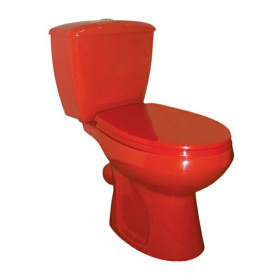 Унитаз-компакт Оскольская керамика Элисса-Антивсплеск красный косой выпуск, однорежимная арматура, нижний  подвод, сиденье